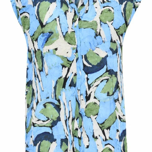 Monki Womens Blue Green Shift Dress XS Short Sleeve Viscose