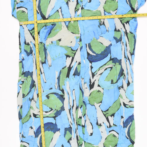 Monki Womens Blue Green Shift Dress XS Short Sleeve Viscose