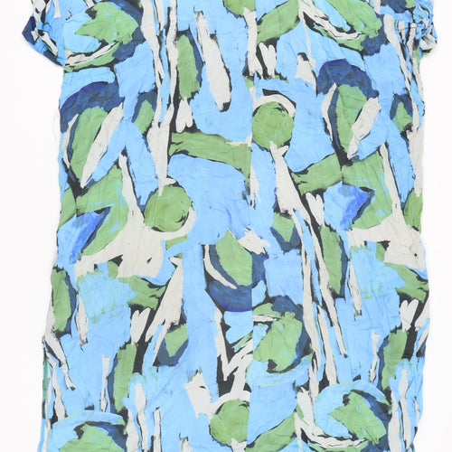 Monki Womens Blue Green Shift Dress XS Short Sleeve Viscose