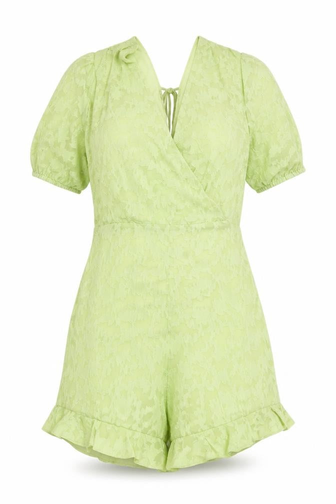 Miss Selfridge Women’s Green Polyester Lace-Up Playsuit UK 12