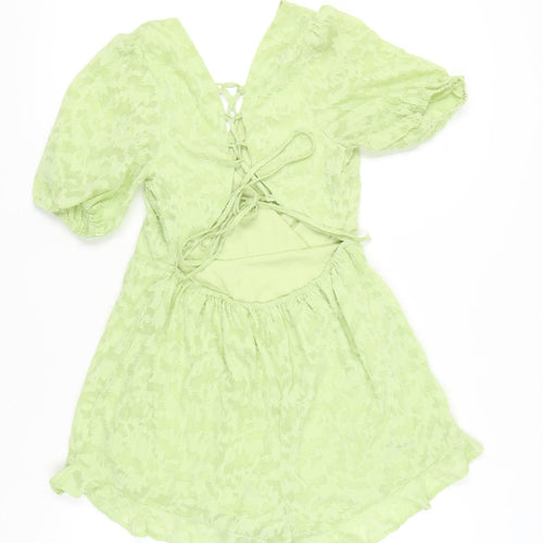 Miss Selfridge Women’s Green Polyester Lace-Up Playsuit UK 12