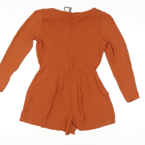 Love Womens Orange Long Sleeve Polyester Playsuit Size L