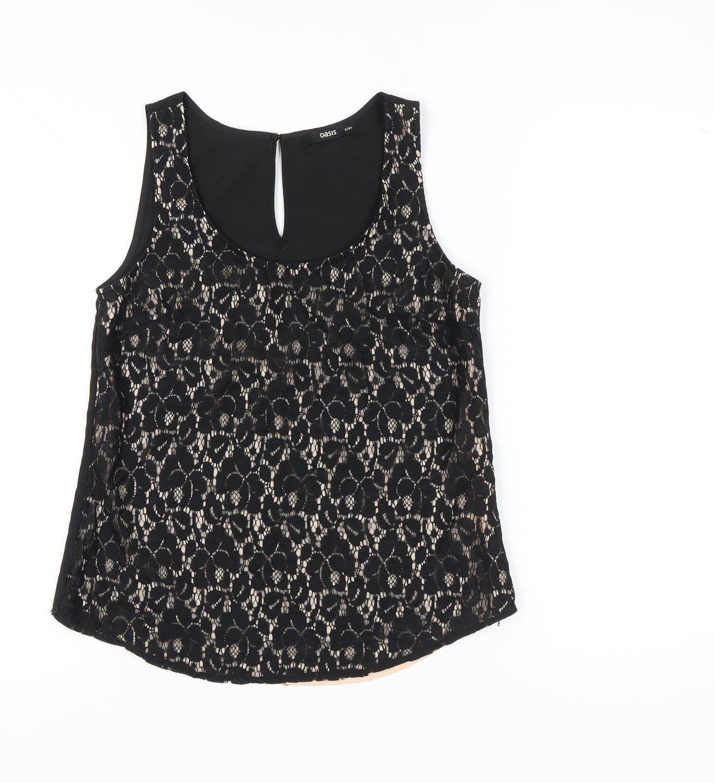 Oasis Womens Black Lace Sleeveless Blouse UK 8 Camisole Top