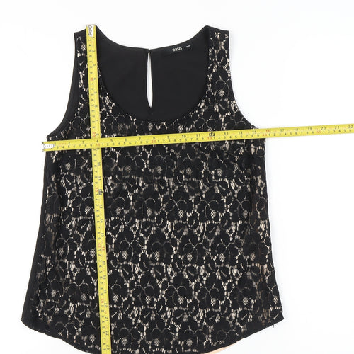 Oasis Womens Black Lace Sleeveless Blouse UK 8 Camisole Top