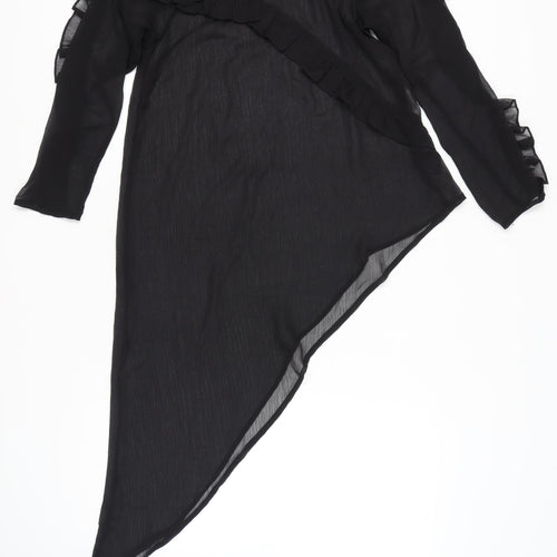 ASOS Women Black Size 12 Ruffle Long Sleeve Tunic Blouse