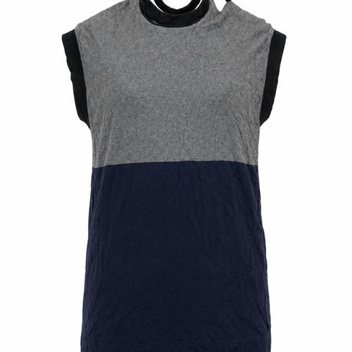 BCBGMAXAZRIA Womens Grey Blue Halter Tie Shift Dress Size L Silk Cashmere