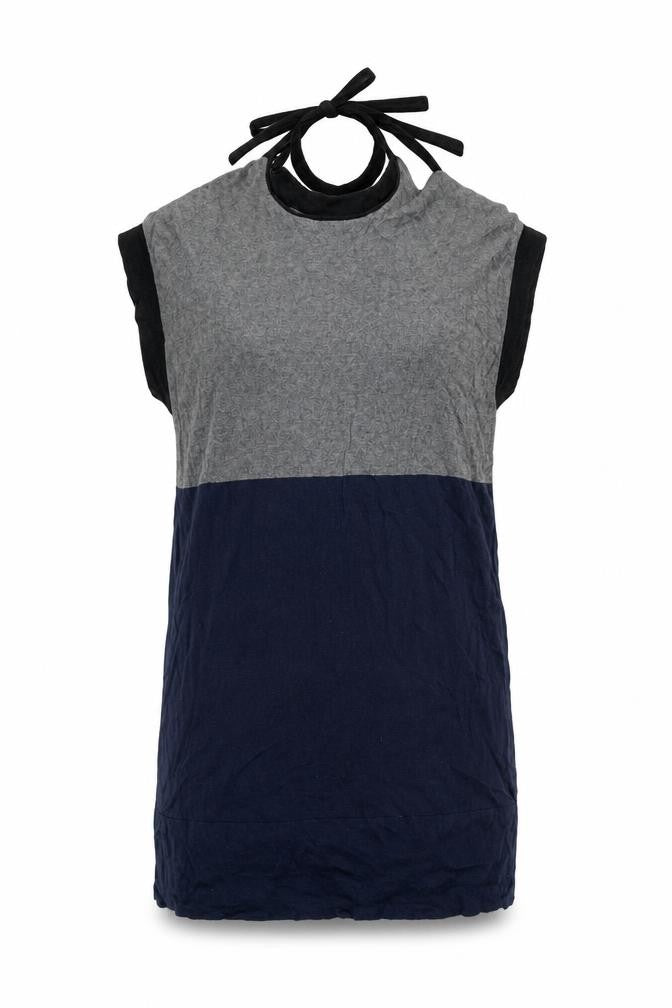 BCBGMAXAZRIA Womens Grey Blue Halter Tie Shift Dress Size L Silk Cashmere
