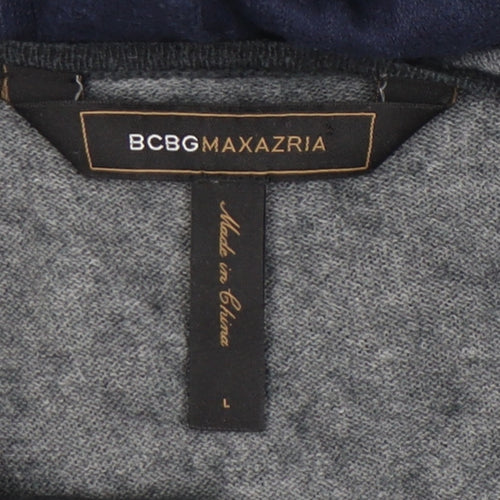 BCBGMAXAZRIA Womens Grey Blue Halter Tie Shift Dress Size L Silk Cashmere