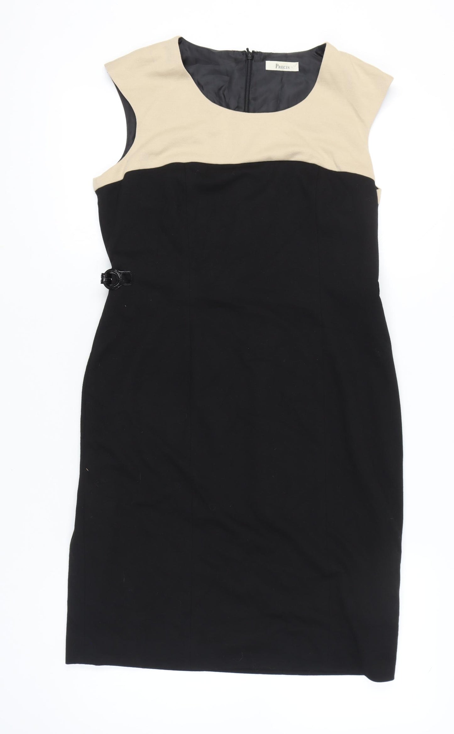Precis Women’s Black Beige Colourblock Sheath Dress Size 14 Workwear