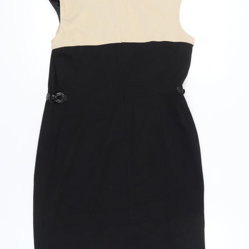 Precis Women’s Black Beige Colourblock Sheath Dress Size 14 Workwear