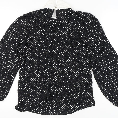 New Look Womens Black Polka Dot Collared Blouse UK 8 Long Sleeve