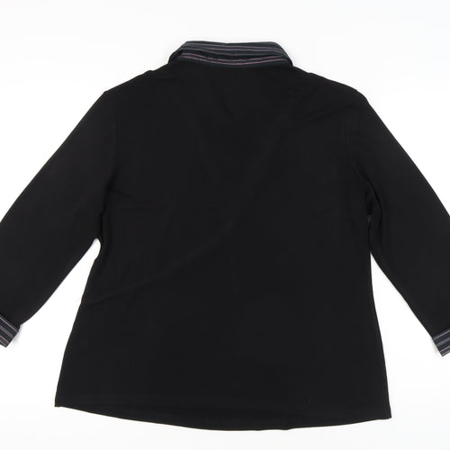 Bonmarché Womens Black Size 18 Wrap Blouse 3/4 Sleeve Collared Top