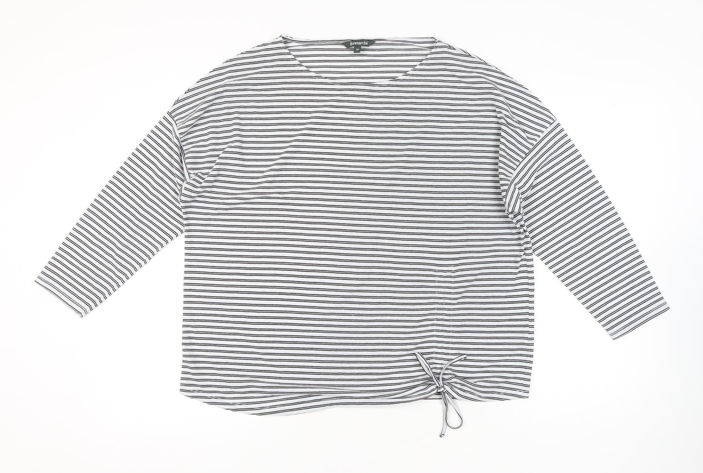 Bonmarché Women’s Black Stripe Relaxed Fit Jersey Top Size 20