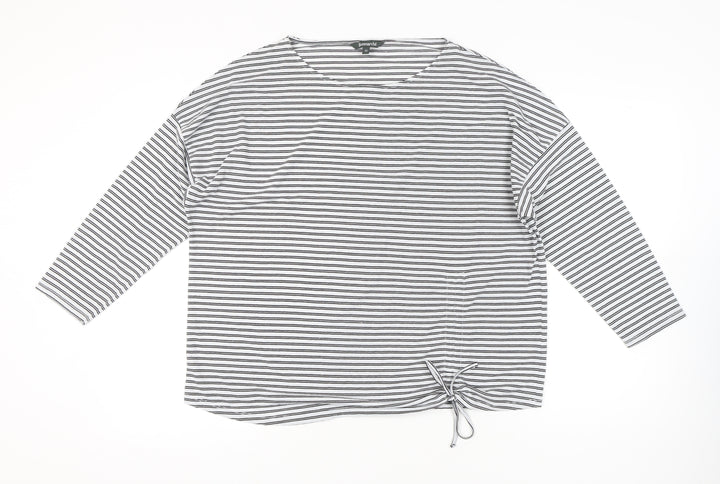 Bonmarché Women’s Black Stripe Relaxed Fit Jersey Top Size 20