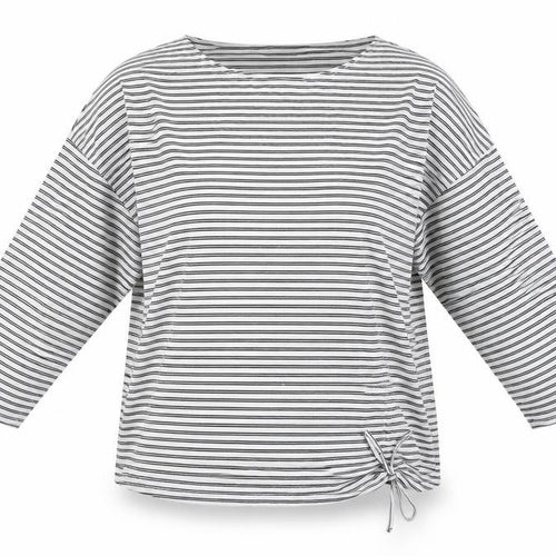 Bonmarché Women’s Black Stripe Relaxed Fit Jersey Top Size 20