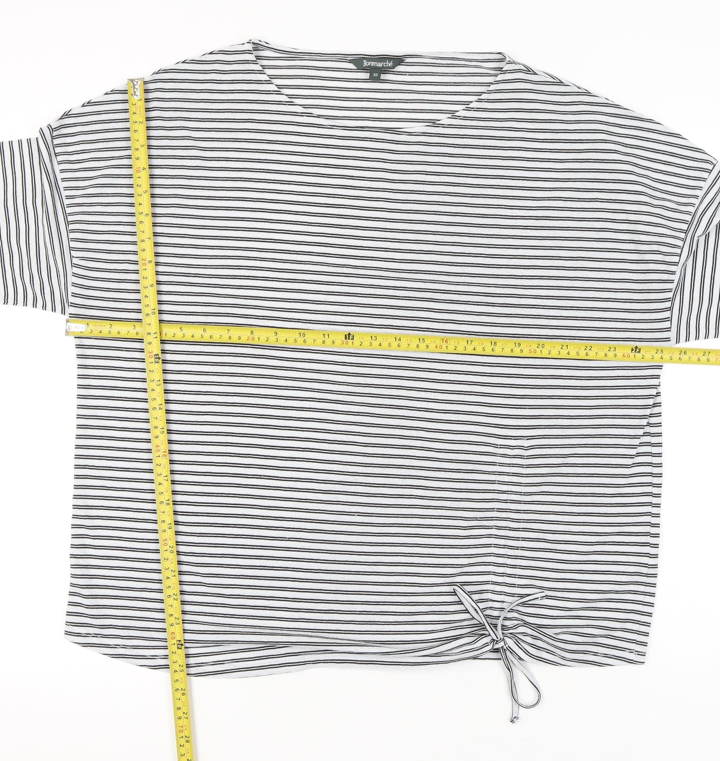 Bonmarché Women’s Black Stripe Relaxed Fit Jersey Top Size 20