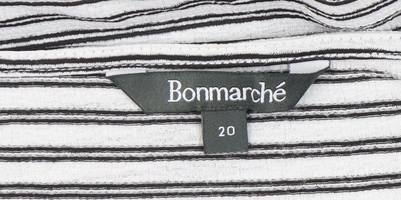 Bonmarché Women’s Black Stripe Relaxed Fit Jersey Top Size 20