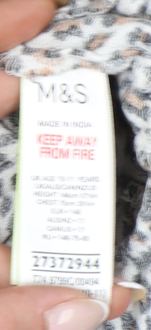 Marks and Spencer Girls Leopard Print A-Line Dress 10-11 Years