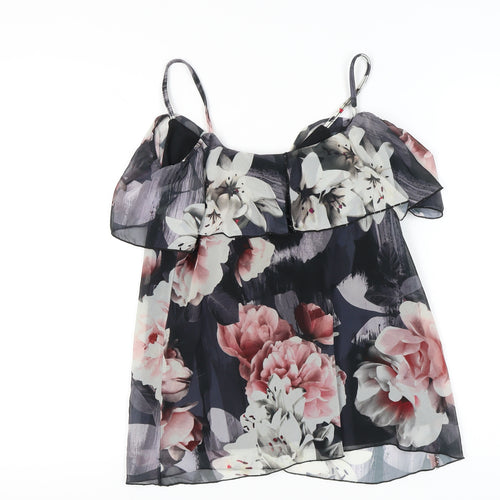Quiz Womens Multicoloured Floral Ruffle Camisole Blouse Size 10