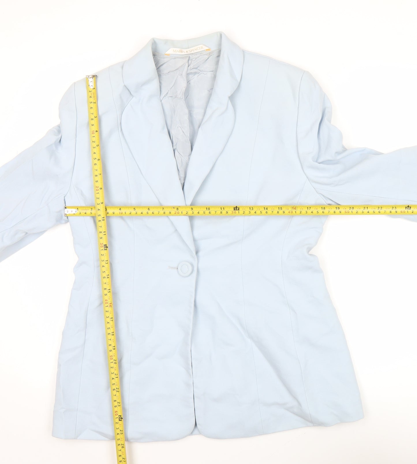 Marks and Spencer Women’s Blue Wool Blazer UK 14 Classic Fit