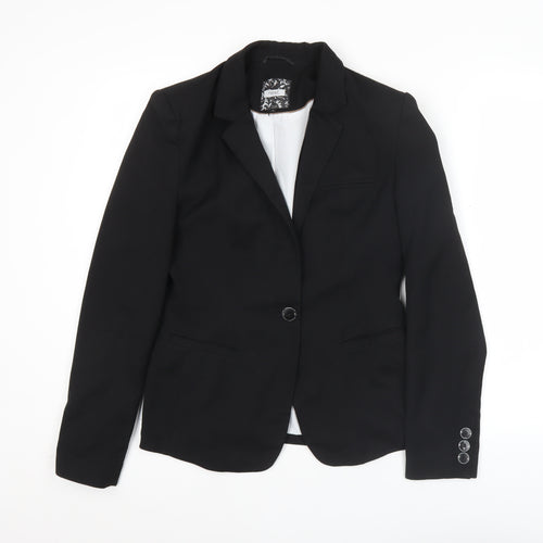 Next Women’s Black Size 8 Regular Fit One Button Blazer Jacket