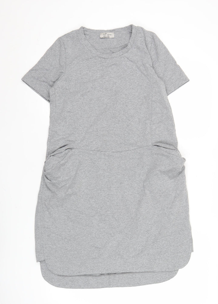 UP Moda Women’s Grey T-Shirt Dress Size S Casual Stretch Jersey