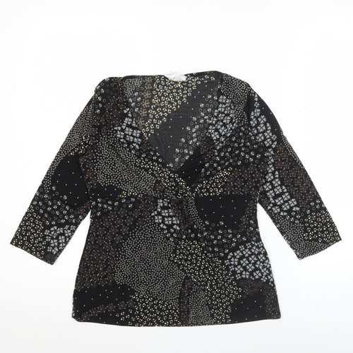 Wallis Petite Women’s Black Beaded V-Neck Tunic Blouse Size 12