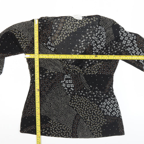 Wallis Petite Women’s Black Beaded V-Neck Tunic Blouse Size 12