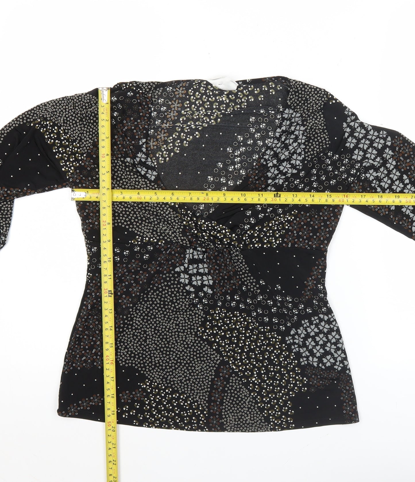 Wallis Petite Women’s Black Beaded V-Neck Tunic Blouse Size 12