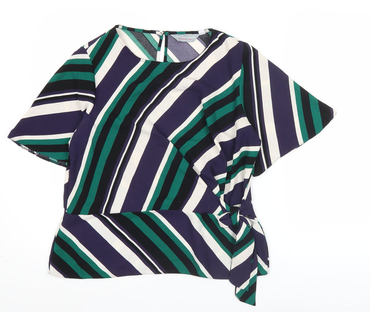 Dorothy Perkins Women's Multicoloured Striped Wrap Blouse Size 12