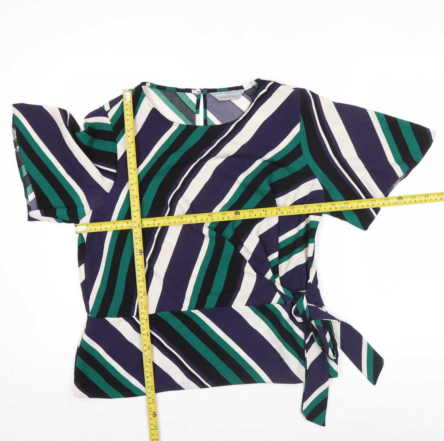 Dorothy Perkins Women's Multicoloured Striped Wrap Blouse Size 12
