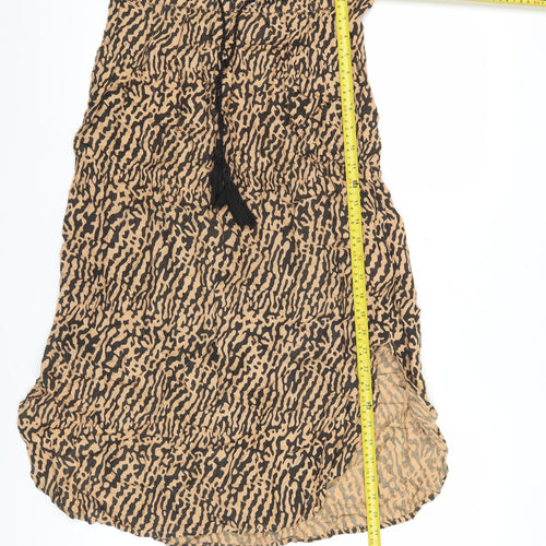 Anmol Women’s Beige Animal Print Wrap Skirt M Viscose Bohemian Style