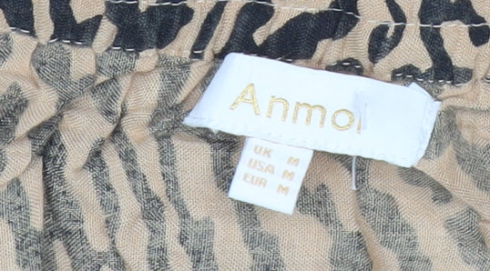 Anmol Women’s Beige Animal Print Wrap Skirt M Viscose Bohemian Style