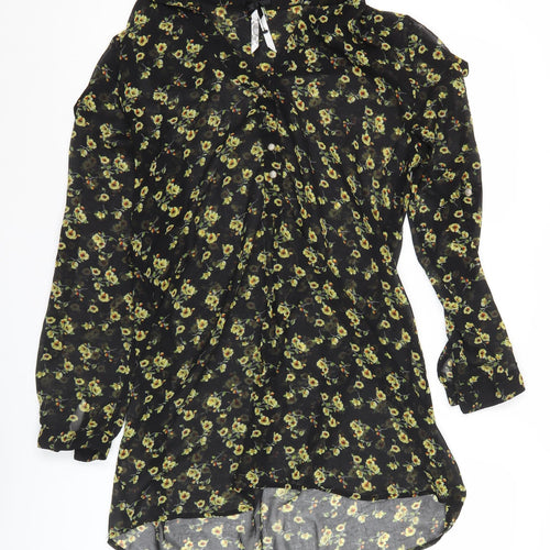 Atmosphere Women’s Black Floral Blouse Tunic Size 8 Long Sleeve