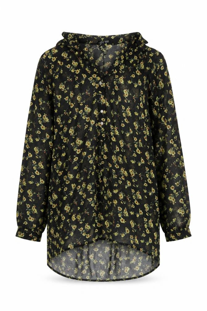 Atmosphere Women’s Black Floral Blouse Tunic Size 8 Long Sleeve