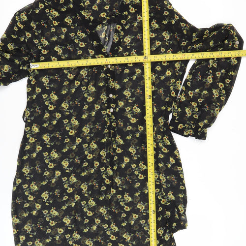 Atmosphere Women’s Black Floral Blouse Tunic Size 8 Long Sleeve