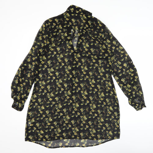 Atmosphere Women’s Black Floral Blouse Tunic Size 8 Long Sleeve
