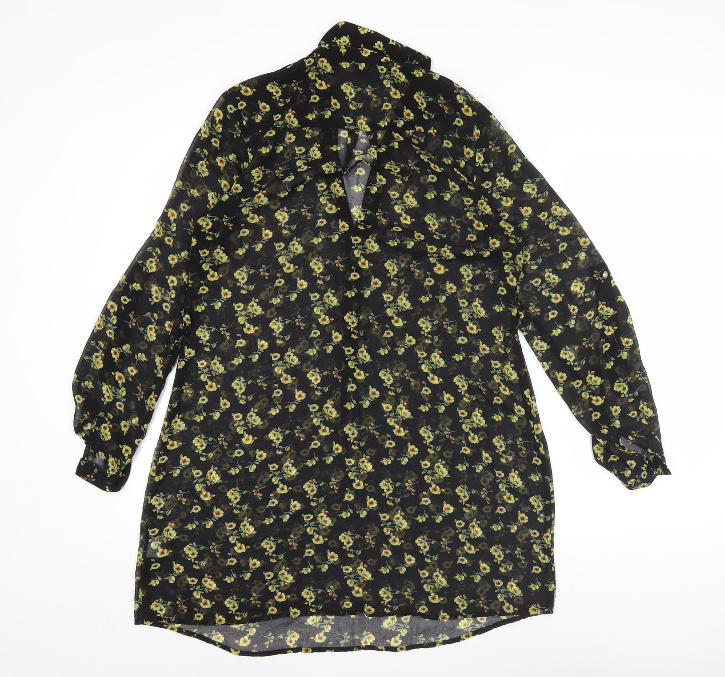 Atmosphere Women’s Black Floral Blouse Tunic Size 8 Long Sleeve