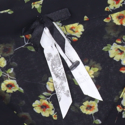 Atmosphere Women’s Black Floral Blouse Tunic Size 8 Long Sleeve