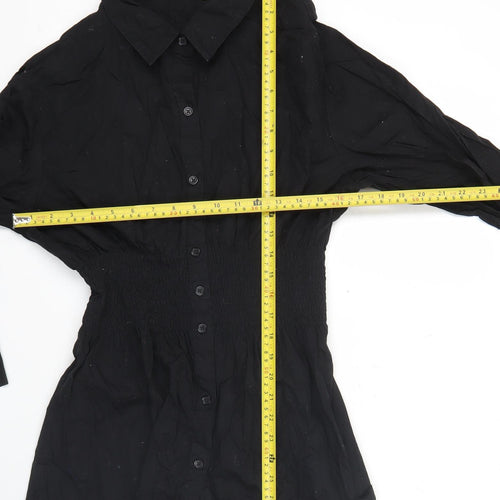 H&M Divided Womens Black Tunic Button-Up Long Sleeve Shirt M