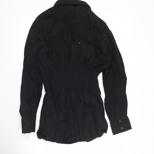 H&M Divided Womens Black Tunic Button-Up Long Sleeve Shirt M