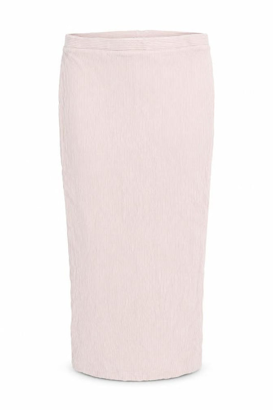 Front view of ASOS Women Pink, size 8, Midi Pencil Skirt Stretch Viscose Elastane