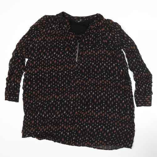 Next Women’s Black Geometric Tunic Blouse Size 8 Long Sleeve