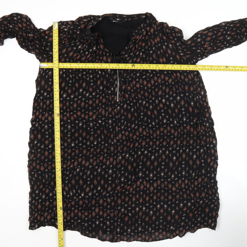 Next Women’s Black Geometric Tunic Blouse Size 8 Long Sleeve