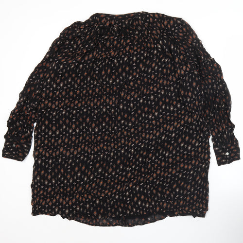 Next Women’s Black Geometric Tunic Blouse Size 8 Long Sleeve