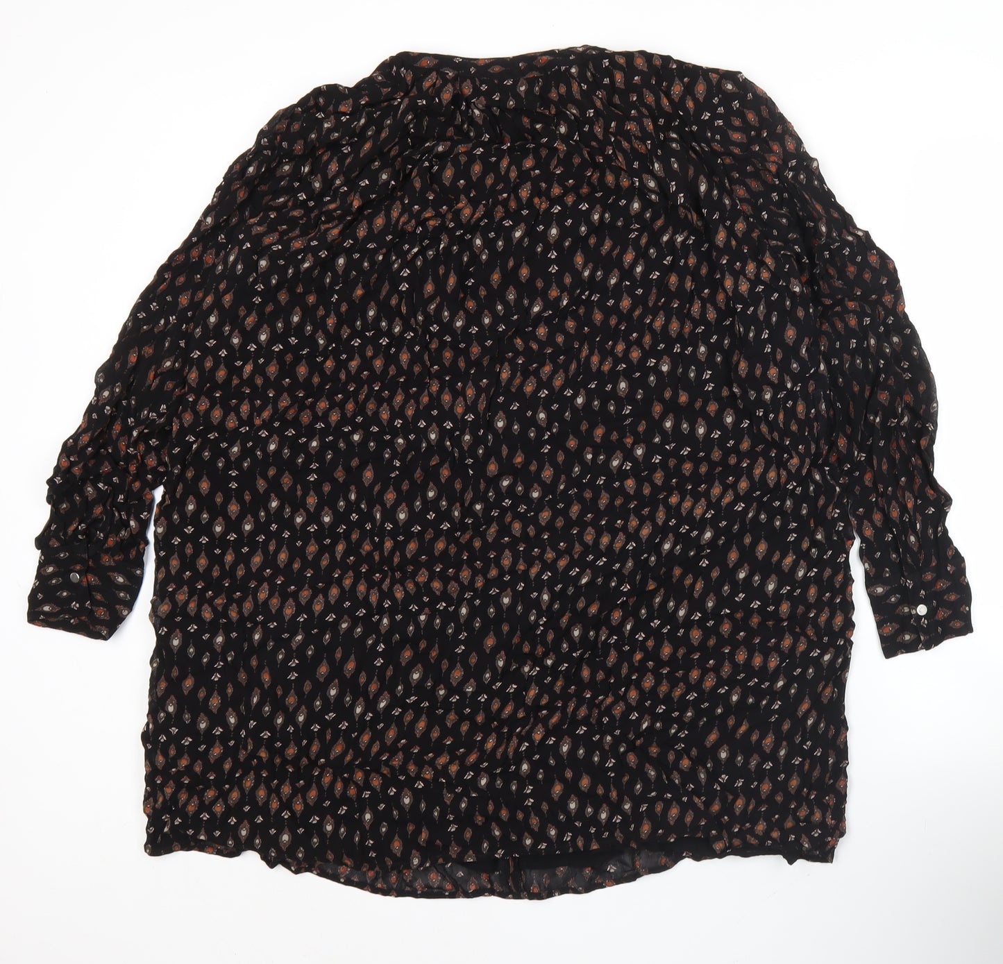 Next Women’s Black Geometric Tunic Blouse Size 8 Long Sleeve