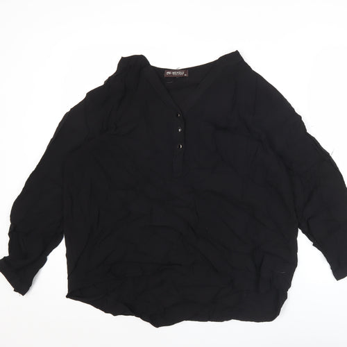 Menglou Fashion Womens Black 3XL Tunic Blouse Long Sleeve V-Neck