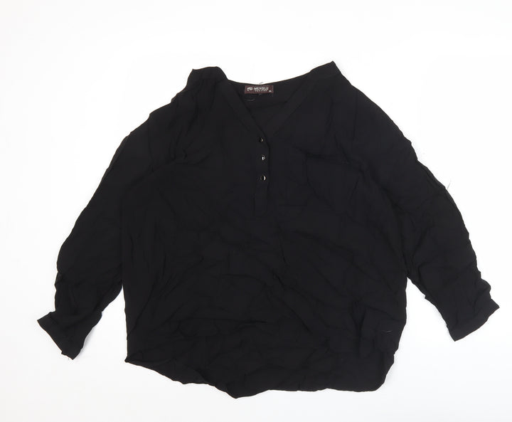 Menglou Fashion Womens Black 3XL Tunic Blouse Long Sleeve V-Neck