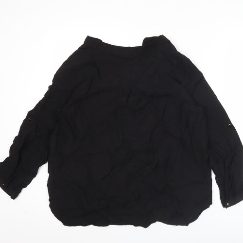 Menglou Fashion Womens Black 3XL Tunic Blouse Long Sleeve V-Neck