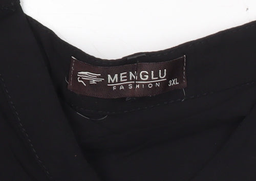 Menglou Fashion Womens Black 3XL Tunic Blouse Long Sleeve V-Neck